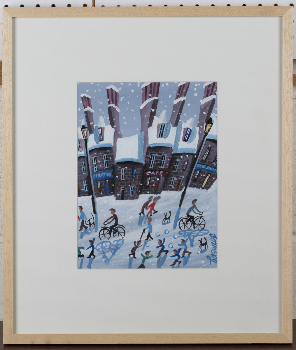 John Ormsby - Snowy Street Scene with Children having a Snowball Fight, late 20th/early 21st century - Image 4 of 4