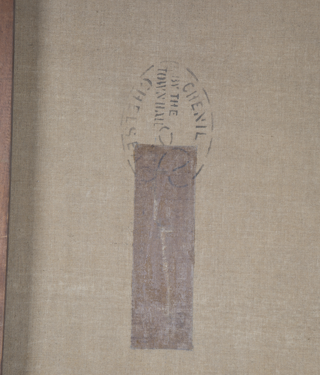 Augustus John - 'Full Length Portrait of Dorelia', 20th century oil on canvas, labels verso, 216cm x - Image 4 of 7