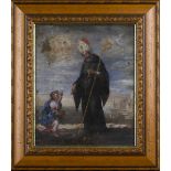 Continental School - Saint Augustine of Hippo, 17th century oil on canvas, 29cm x 24.5cm, within a