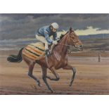 Neil Cawthorne - The Racehorse Red Rum with Jockey-up, training on a Beach, 20th century oil on