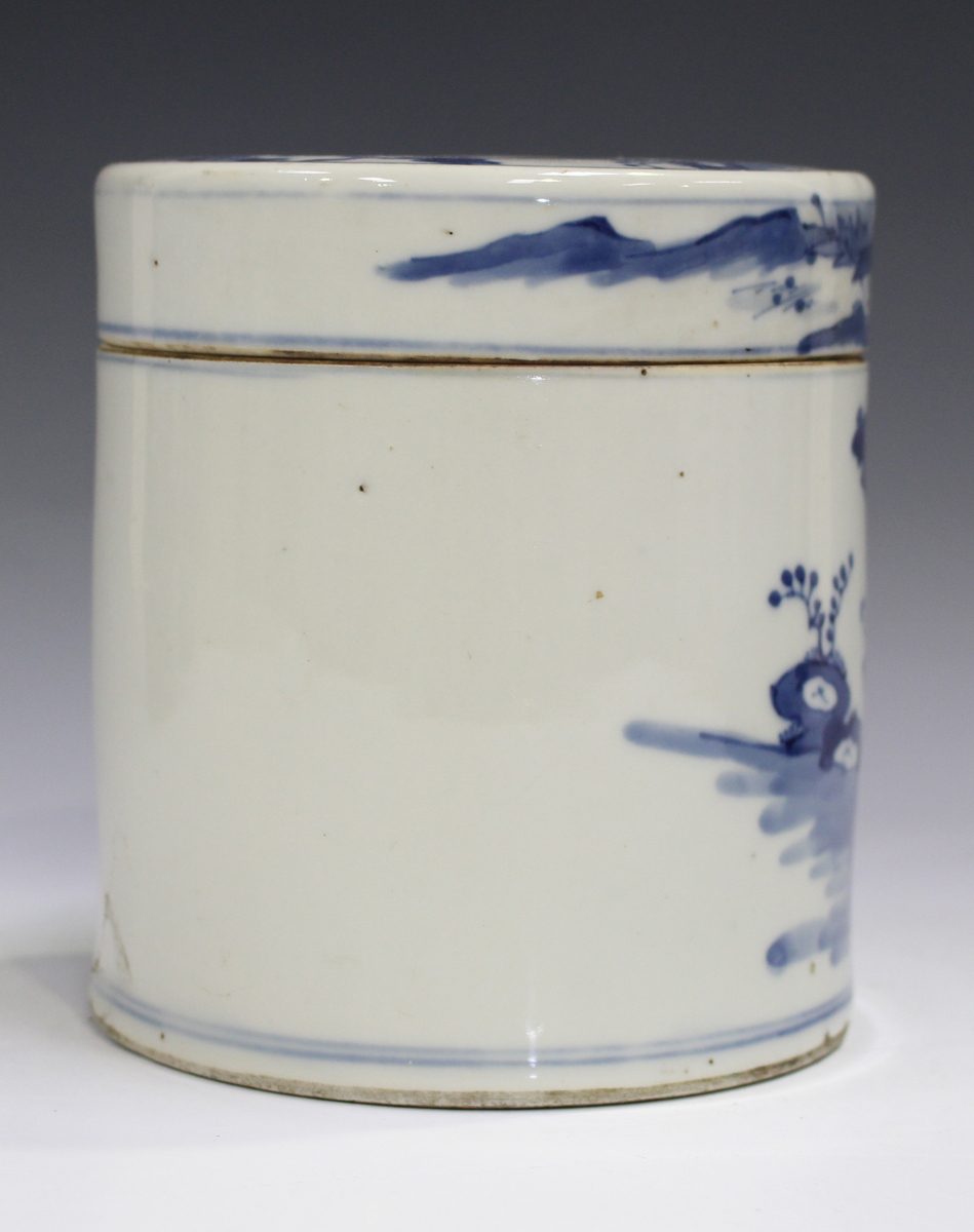 A Chinese blue and white export porcelain ginger jar, Kangxi period, painted with prunus, height - Image 12 of 22