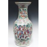 A large Chinese Canton famille rose porcelain vase, mid-19th century, the shouldered tapering body