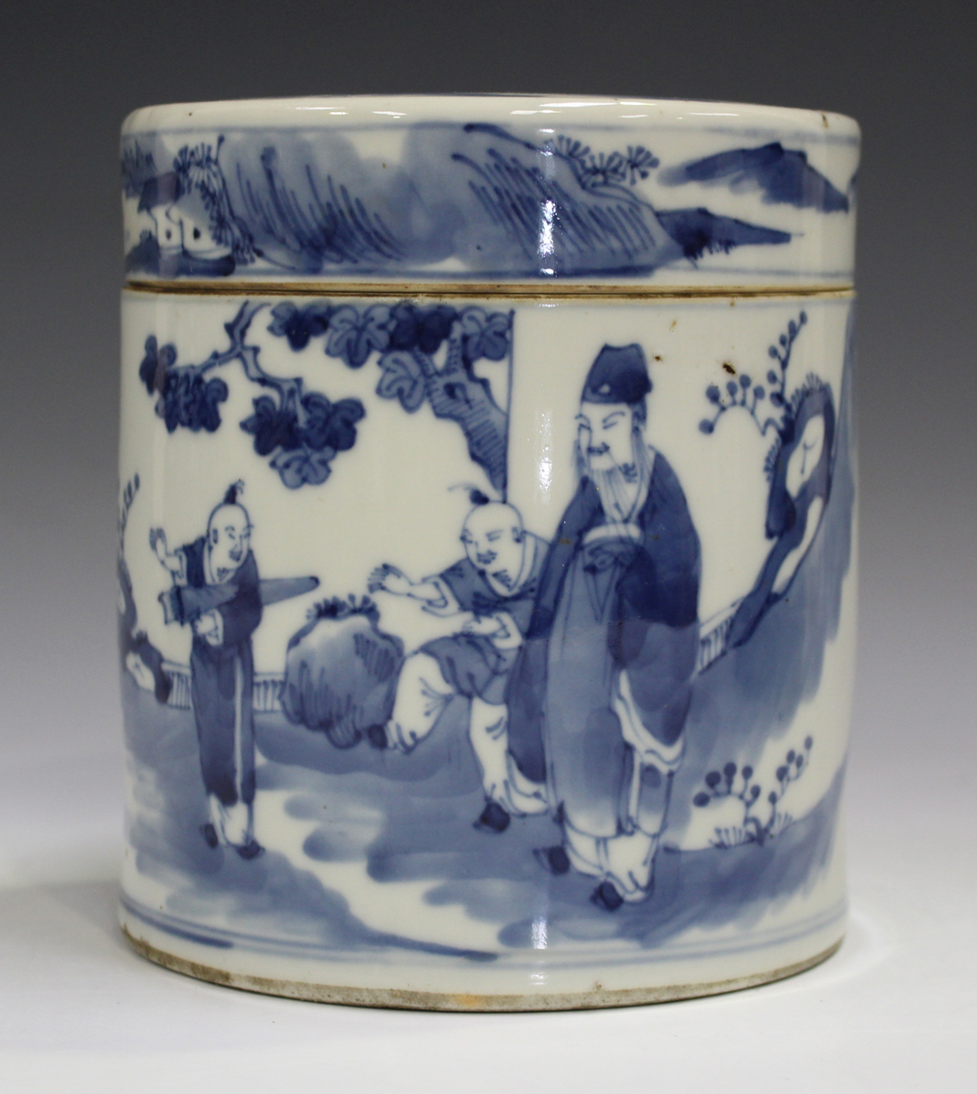 A Chinese blue and white export porcelain ginger jar, Kangxi period, painted with prunus, height - Image 14 of 22