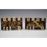 Two Japanese lacquered rosewood bezique markers, Meiji/Taisho period, one gilt lacquered with