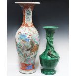 A Japanese Imari porcelain floor vase, Meiji period, of baluster form with flared neck, painted with