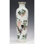 A Chinese famille verte porcelain vase, Transitional style but probably late Qing dynasty, painted