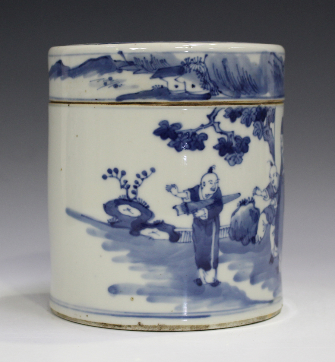 A Chinese blue and white export porcelain ginger jar, Kangxi period, painted with prunus, height - Image 11 of 22