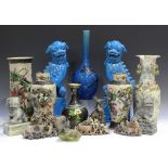 A collection of Chinese pottery and works of art, 19th century and later, including a turquoise