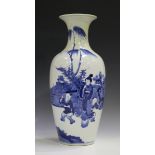 A Chinese blue and white porcelain vase, mark of Kangxi but late 19th century, the shouldered