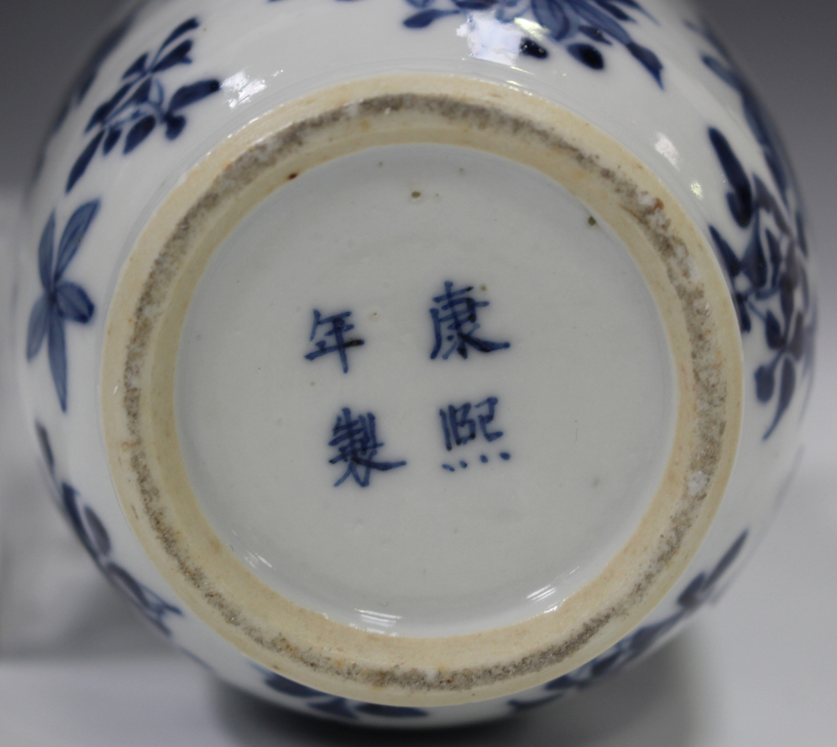 A Chinese blue and white porcelain baluster vase, mark of Kangxi but late 19th century, painted with - Image 9 of 22