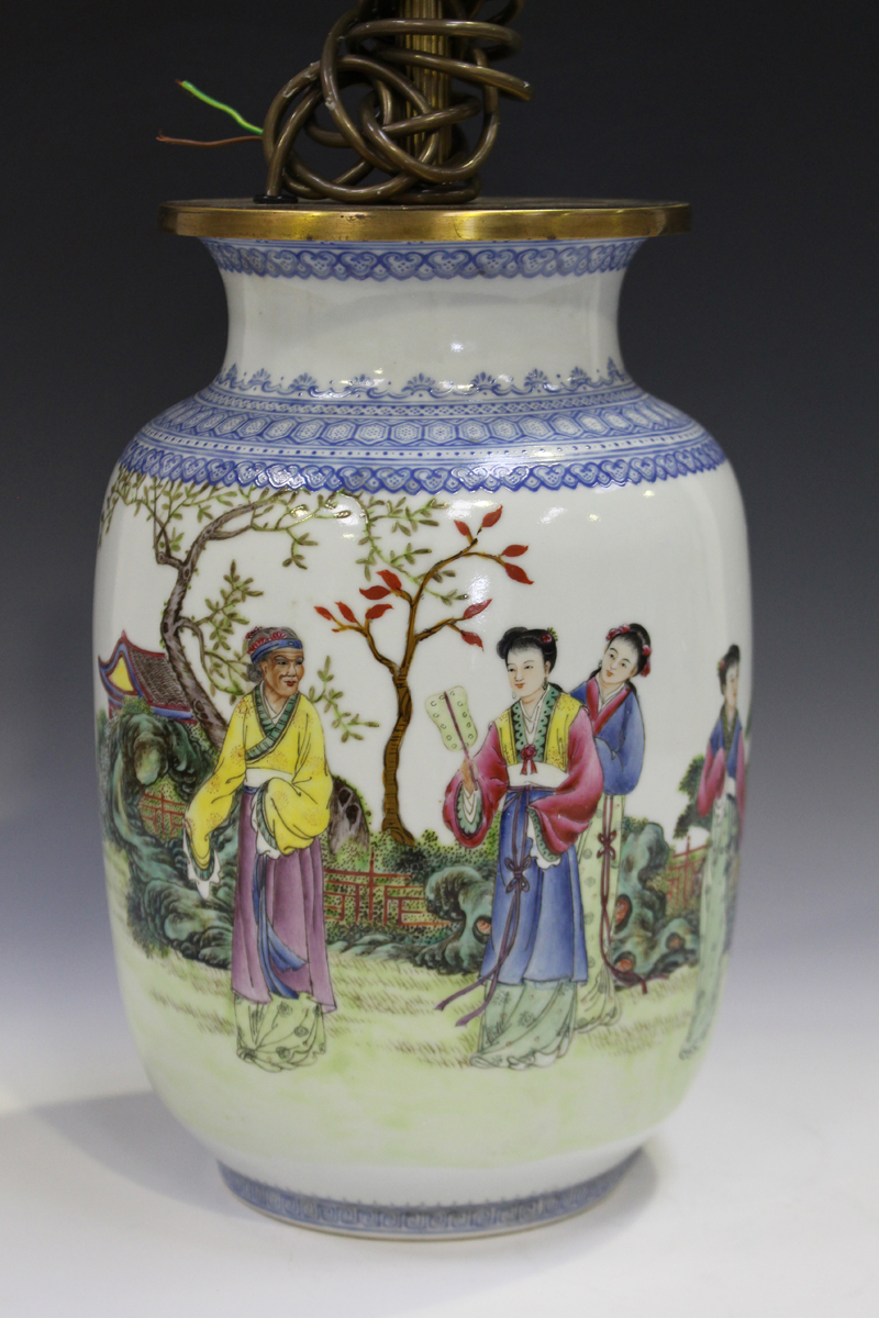 A Chinese famille rose porcelain vase, mark of Qianlong but probably Republic period, the swollen - Image 11 of 11