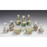 A small group of Chinese Canton famille rose porcelain, mid to late 19th century, comprising a