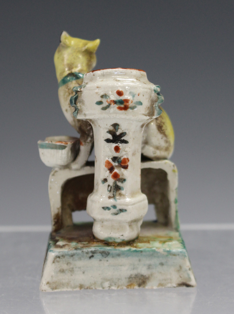 A rare Chinese enamelled blanc-de-Chine porcelain miniature cat jostick holder, Kangxi period, - Image 6 of 7