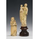 A Goan carved ivory full-length figure of the Madonna and Child, 18th century, height 16.2cm,