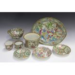 A small group of Chinese Canton famille rose porcelain, mid to late 19th century, comprising a