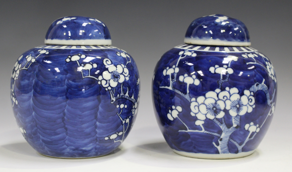 A Chinese blue and white export porcelain ginger jar, Kangxi period, painted with prunus, height - Image 4 of 22