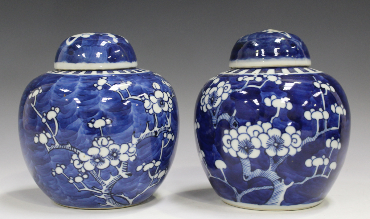 A Chinese blue and white export porcelain ginger jar, Kangxi period, painted with prunus, height - Image 5 of 22
