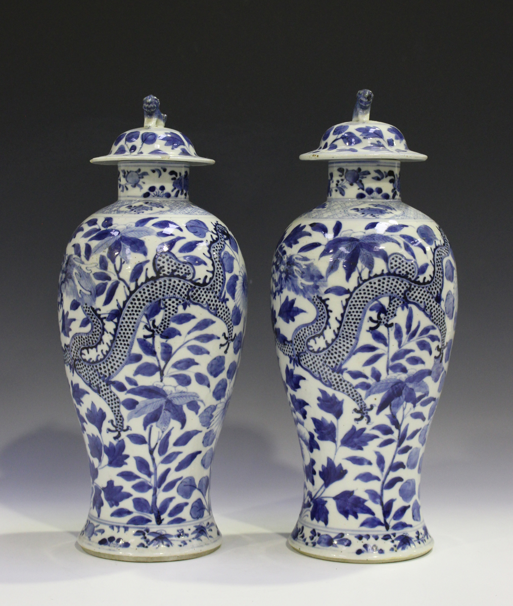 A pair of Chinese blue and white porcelain vases and covers, mark of Kangxi but late 19th century, - Image 18 of 18