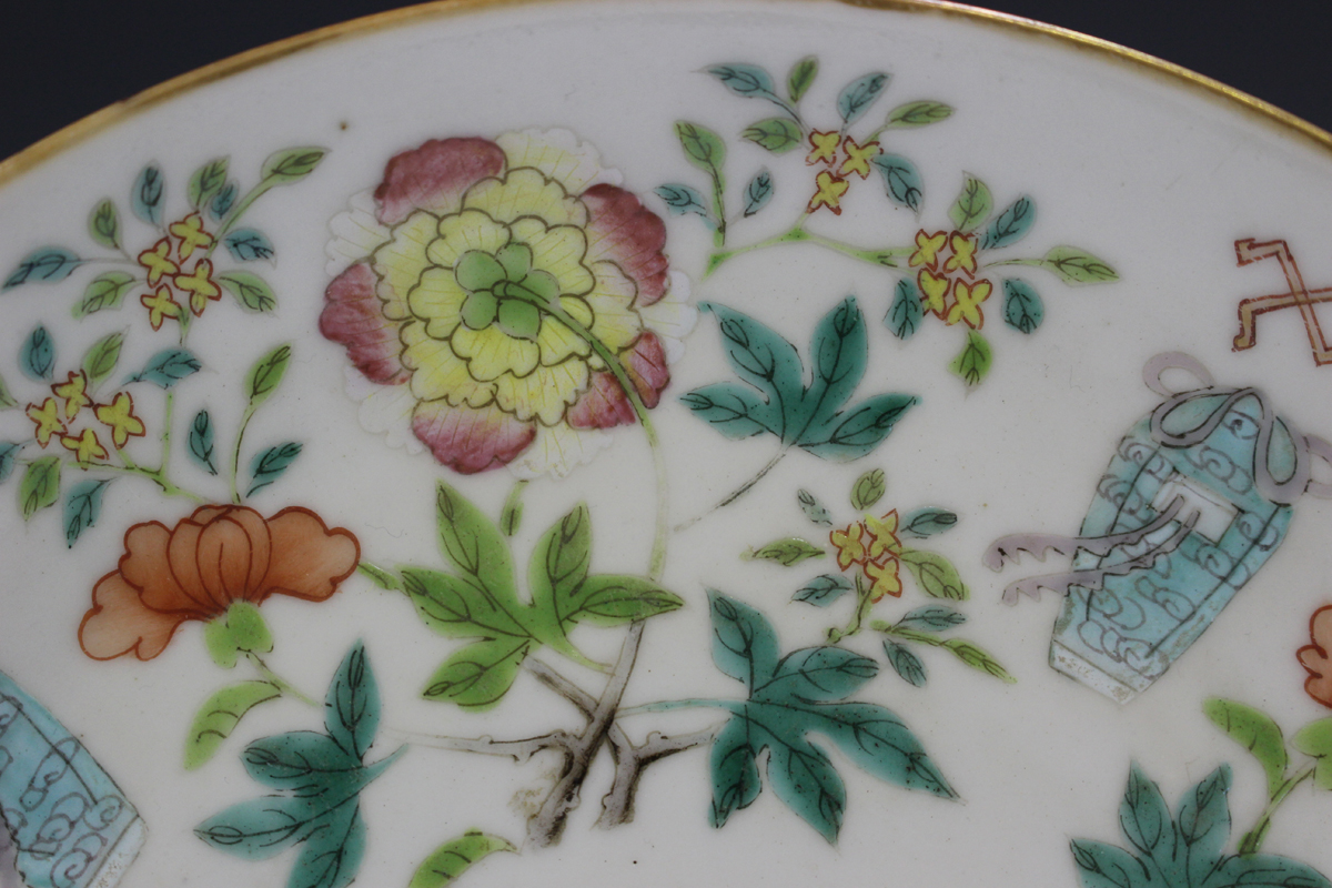 A Chinese famille rose porcelain saucer dish, mark of Daoguang but probably late 19th century, the - Image 3 of 8