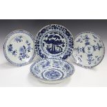 A Chinese provincial blue and white porcelain circular dish, 18th century, painted with a