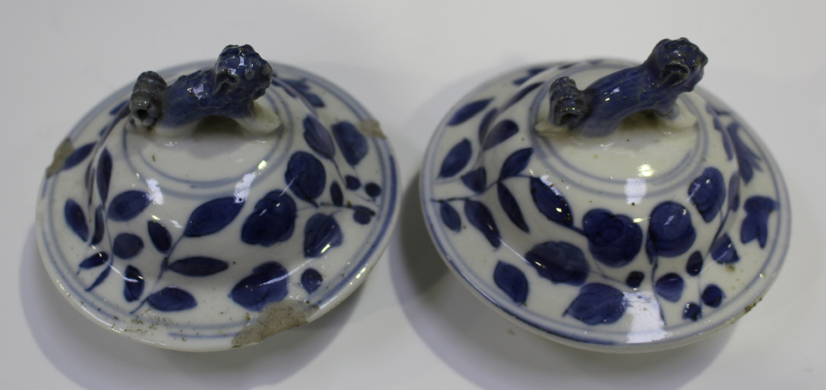 A pair of Chinese blue and white porcelain vases and covers, mark of Kangxi but late 19th century, - Image 12 of 18