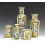 A Chinese Canton famille rose porcelain vase, mid to late 19th century, of slender baluster form