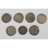 A group of British hammered silver coinage, comprising four short cross pennies, two Edward I long