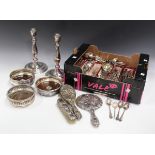 A collection of mostly 20th century plated items, including a canteen of cutlery, wine coasters