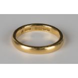 A 22ct gold plain wedding ring, Birmingham 1934, ring size approx M.Buyer’s Premium 29.4% (including