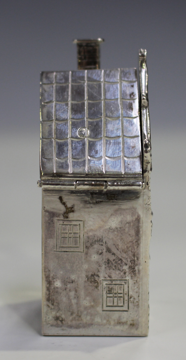 A late 19th century Dutch silver novelty box and cover, modelled in the form of a house, marked to - Image 11 of 14