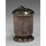 An Elizabeth II silver cased table lighter of cylindrical form, London 1975 by S.J. Rose & Son,