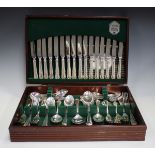 A late 20th century Butler of Sheffield part canteen of plated Cavendish pattern cutlery, eight