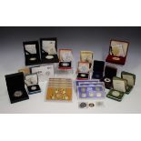 A collection of Royal Mint silver proof coinage, including a crown 1972, a crown 1980, a five pounds