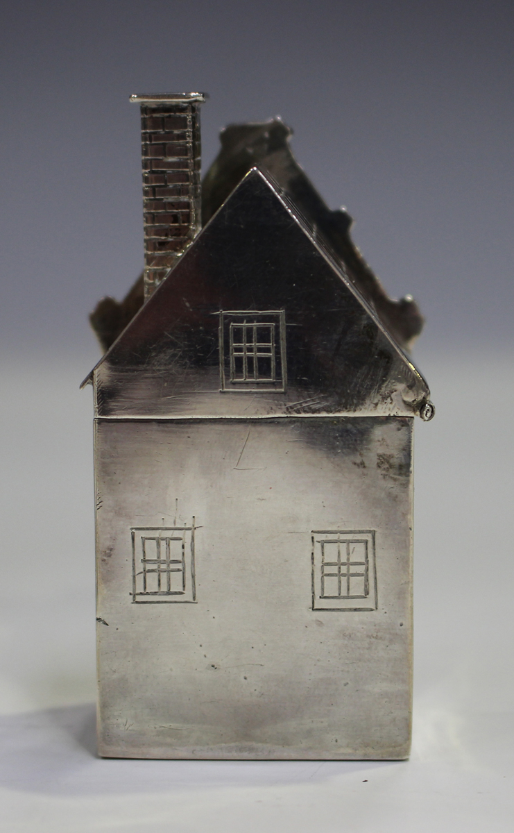 A late 19th century Dutch silver novelty box and cover, modelled in the form of a house, marked to - Image 12 of 14