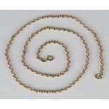 A 9ct gold oval link neckchain on a boltring clasp, length 63.5cm.Buyer’s Premium 29.4% (including