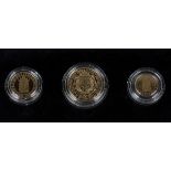 A Royal Mint gold proof sovereign three-coin set commemorating the 500th anniversary of the