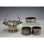 A late 19th/early 20th century Chinese export silver bonbon basket of quatrelobed form with