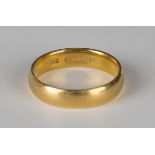 A 22ct gold plain wedding ring, Birmingham 1924, ring size approx O.Buyer’s Premium 29.4% (including