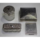 A George VI silver rectangular compact with engine turned decoration, London 1945, length 7cm,