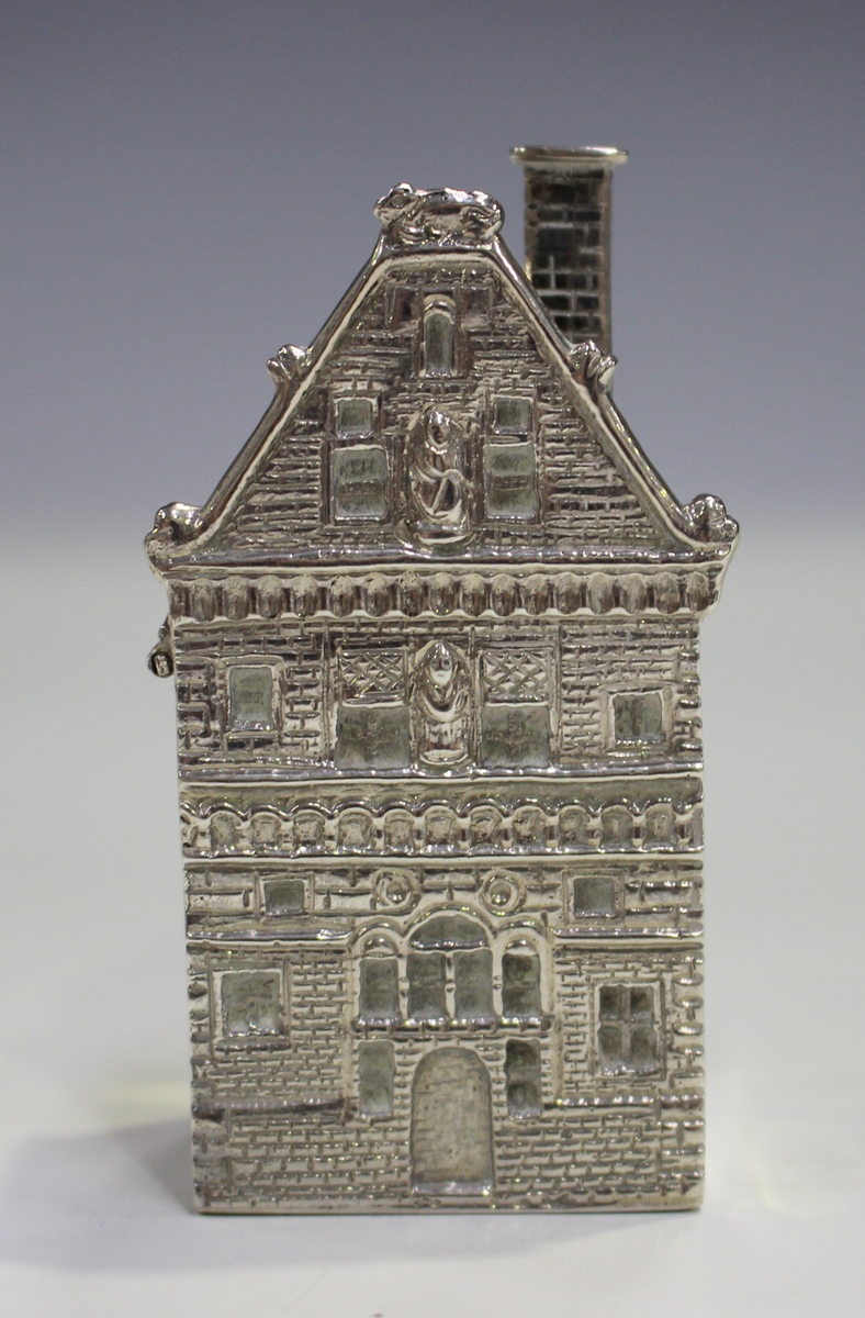 A late 19th century Dutch silver novelty box and cover, modelled in the form of a house, marked to - Image 14 of 14