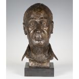 Ann Scott - a late 20th century brown patinated cast bronze bust portrait of Peter Sebley, inscribed