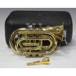A Jupiter SPT-416 brass pocket trumpet, cased.Buyer’s Premium 29.4% (including VAT @ 20%) of the