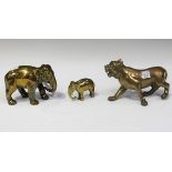 An early 20th century Indian brass model of an elephant by B.M. Patole, maker's stamp to foot,