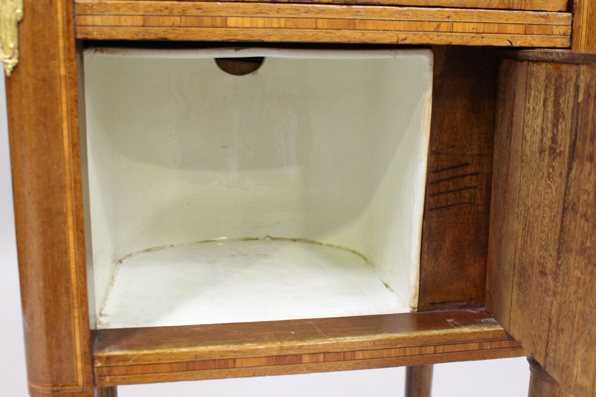 An early 20th century French walnut bedside cabinet with marble top and gilt metal mounts, height - Image 3 of 5