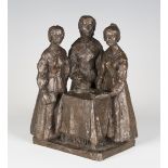 Ann Scott - a late 20th century brown patinated cast bronze figure group depicting the three