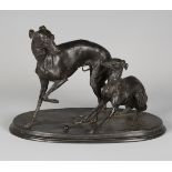 Pierre-Jules Mêne - Jiji and Giselle, a late 19th/early 20th century patinated cast bronze study