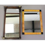 A Regency painted gesso pier mirror with reeded columns, 70cm x 39cm (faults and repairs),