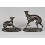 Pierre-Jules Mêne - Jiji and Giselle, two early 20th century patinated cast bronze studies of