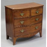 A late George III mahogany bowfront chest of two short and two long drawers, on outswept bracket