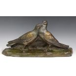 Joseph d'Aste - an early 20th century French green and brown patinated cast bronze model of a pair